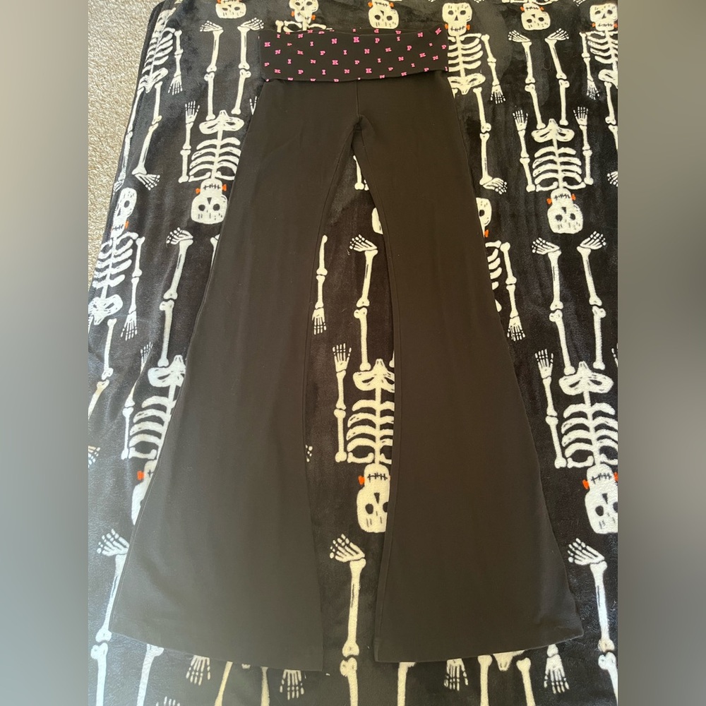 Victoria’s Secret PINK - Black Leggings With Black & Pink Foldover